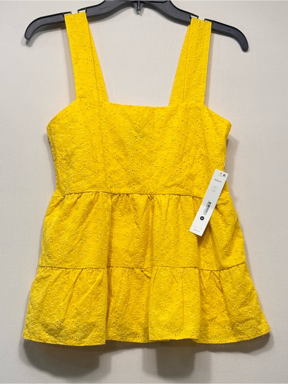 Aqua 100% cotton EYELET BABYDOLL TOP, XS nwt